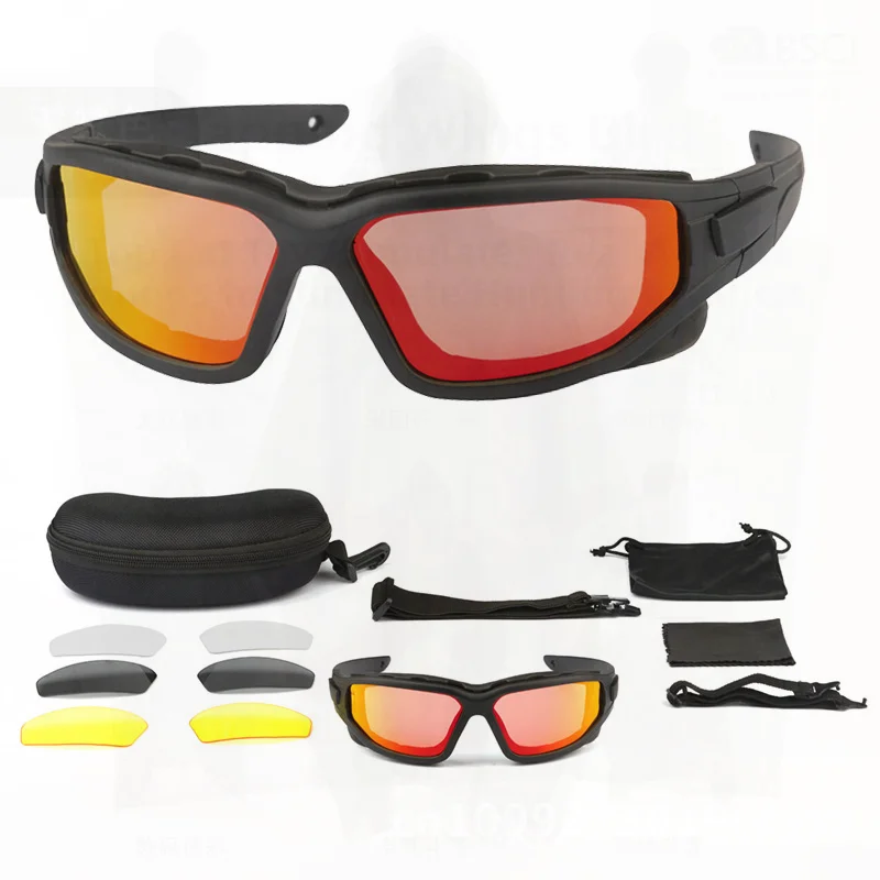 

Asian Version Tactical Shooting Glasses Anti-Glare Interchangeable Three-Lens Detachable Full Frame PC Material Unisex Cycling