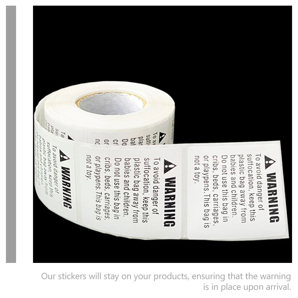 of Suffocation Warning Labels Self-adhesive Suffocation Warning Label Stickers Shipping Warning Decals For