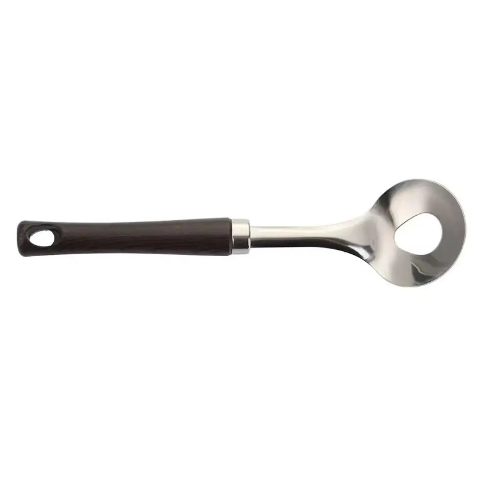 Stainless Steel Meatball Maker Spoon Round Spoon Head Hanging Hole Meatball Scoop Wood Grain Handle Kitchen Meatball Tool