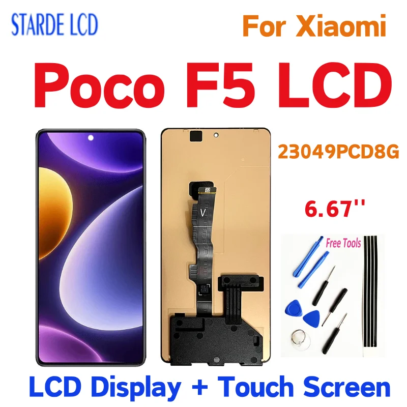 

6.67'' AMOLED For Xiaomi Poco F5 LCD Display Touch Screen Digitizer Assembly For Xiaomi POCO F5 23049PCD8G Replacement Part