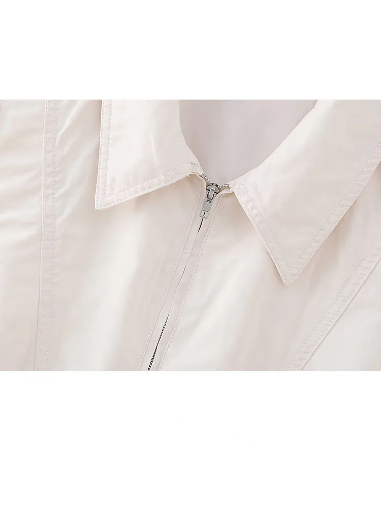 ชุดสูทผู้หญิงแฟชั่นใหม่ เสื้อกั๊กแขนกุดคอปกพับได้ มีกระเป๋า ผ้าสีพื้น + กระโปรงทรงเอไลน์แบบซิปยาวปานกลาง ดีไซน์หรูหรา