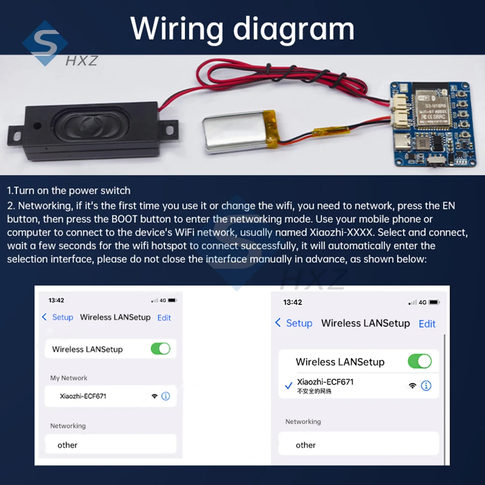 AI-Sprachmodul mit Mikrofon und Verstärker, programmierbares USB-C-Soundboard, kompatibel mit Deepseek/Qwen und PIR-Sensor für Heimwerker/Smart Home