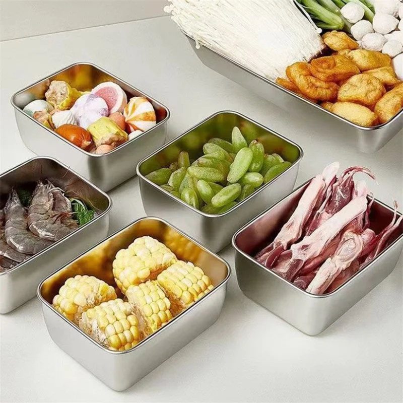 1PC 600ml Stainless Steel Refrigerator Food Storage Box With Plastic Lid Prepare Food Freshness Preservation Box Picnic Box