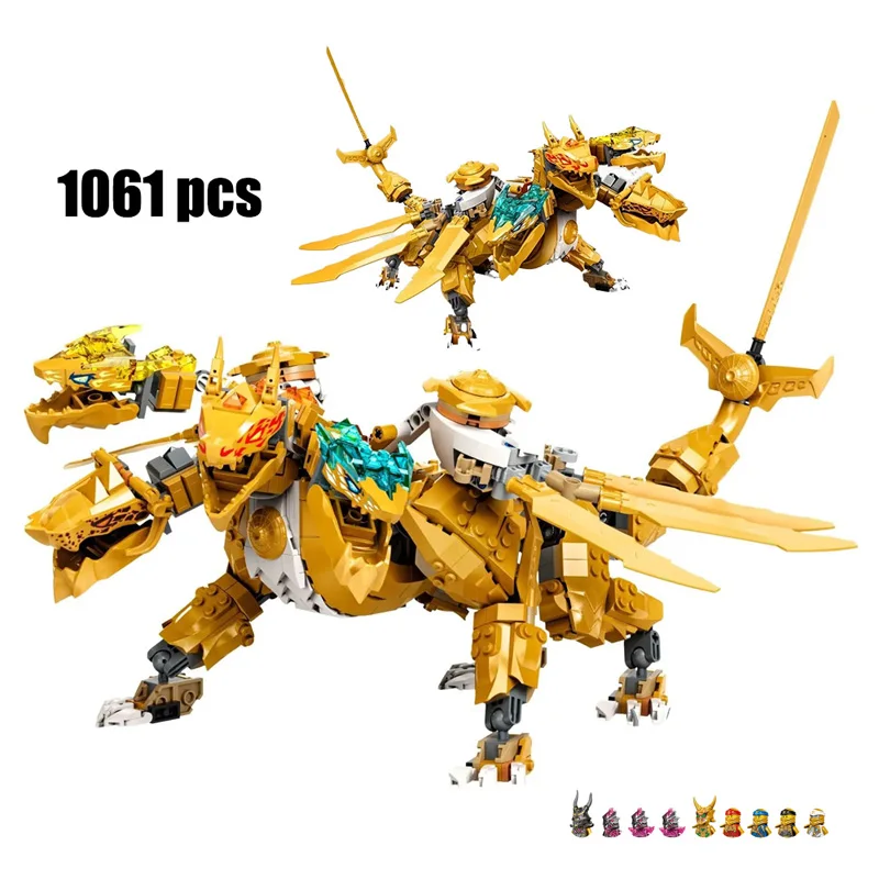 

Креативные строительные блоки Lloyd Golden Ultra Dragon, четырехголовые фигурки дракона, кирпичи, игрушки для подарков на день рождения 71774