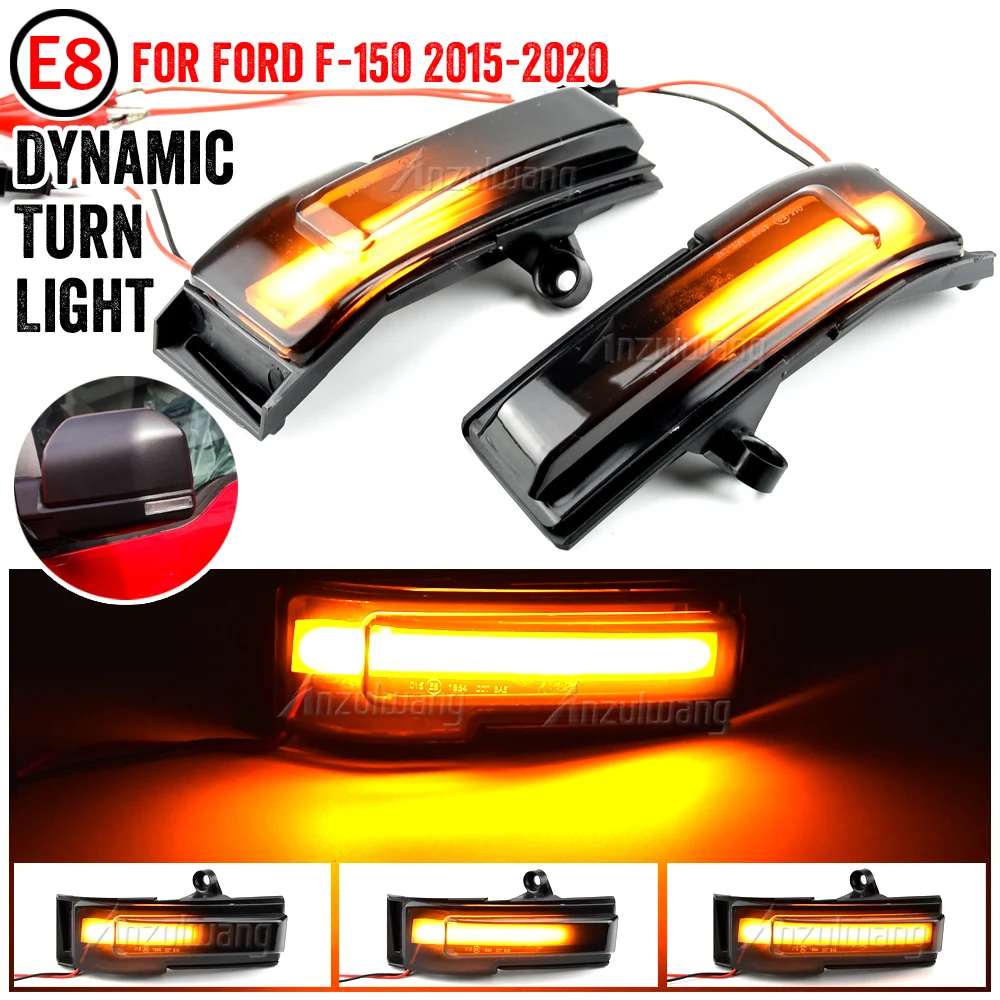 

1Pair Smoked LED Sequential Dynamic Side Mirror Turn Signal Light Fit for Ford F150 2015-2020