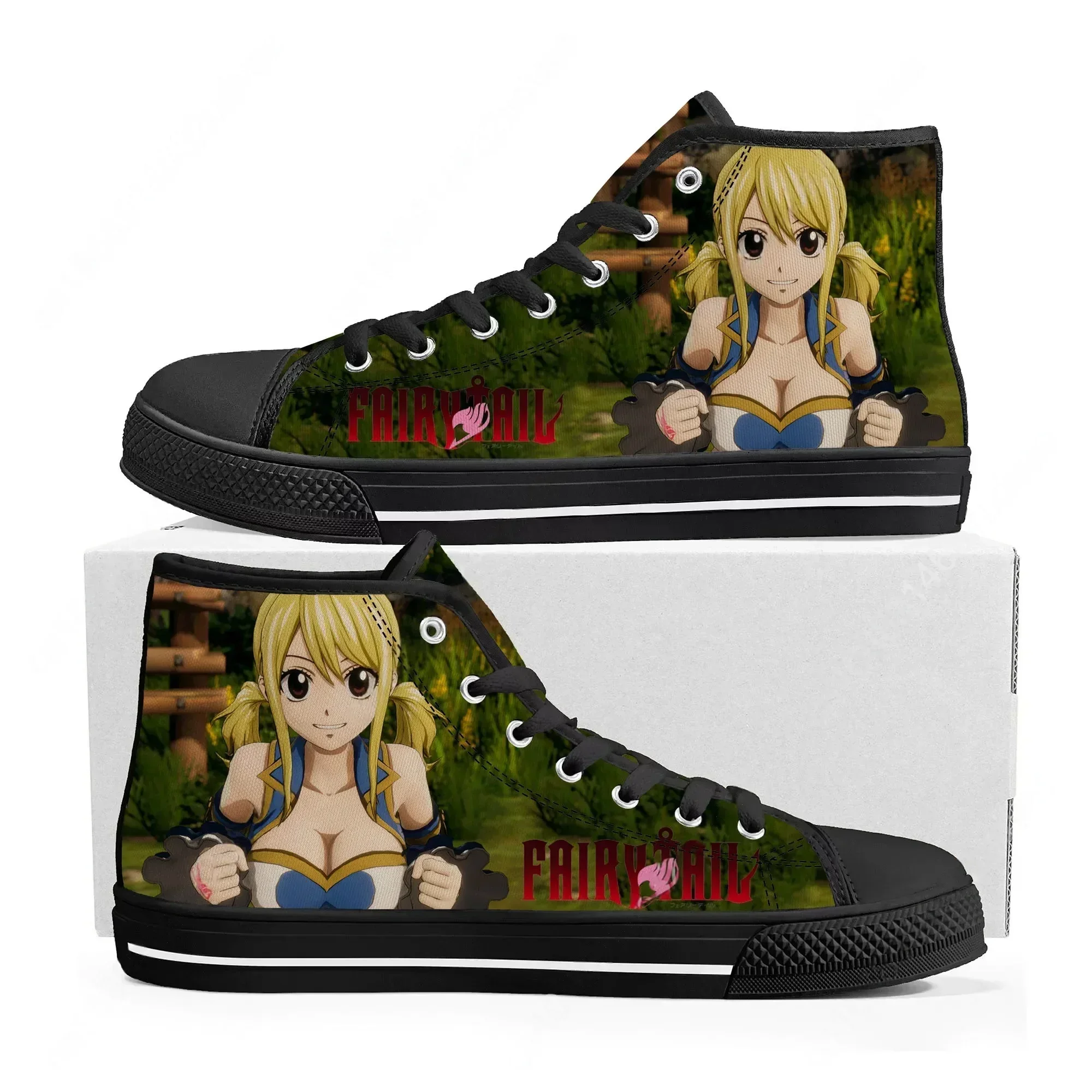 Cartoon Lucy Heartfilia Anime F-Fairy T-Tail High Top Sneakers Men Women Teenager Canvas Sneaker Casual Couple Shoes Custom Shoe