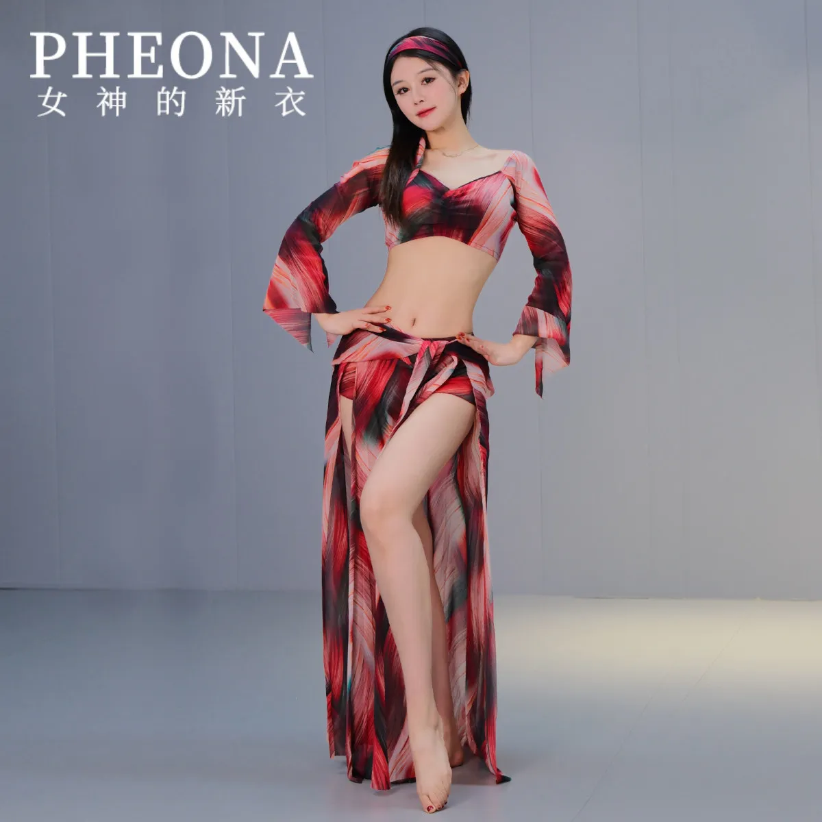 

2026 Woman New Belly Dance Clothes New Belly Dance Practice Skirt Split Elegant Long Skirt Performance Skirt Suit T040