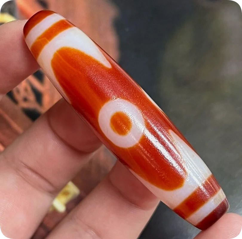 Power Energy Tibetan Old Agate Dzi *3 Eyes Tiger Teeth* Bead Pendant 60mm Z1010