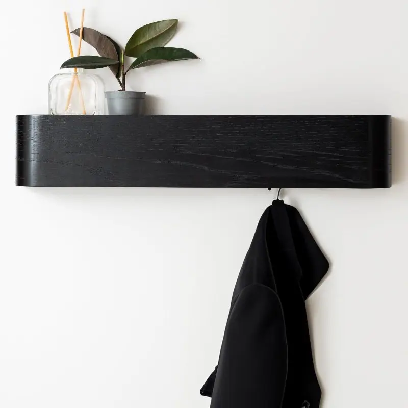 Nordic Solid Wood Wall Mounted Hook Creative Entryway Coat Rack Space-Saving Wall Decor Shelves