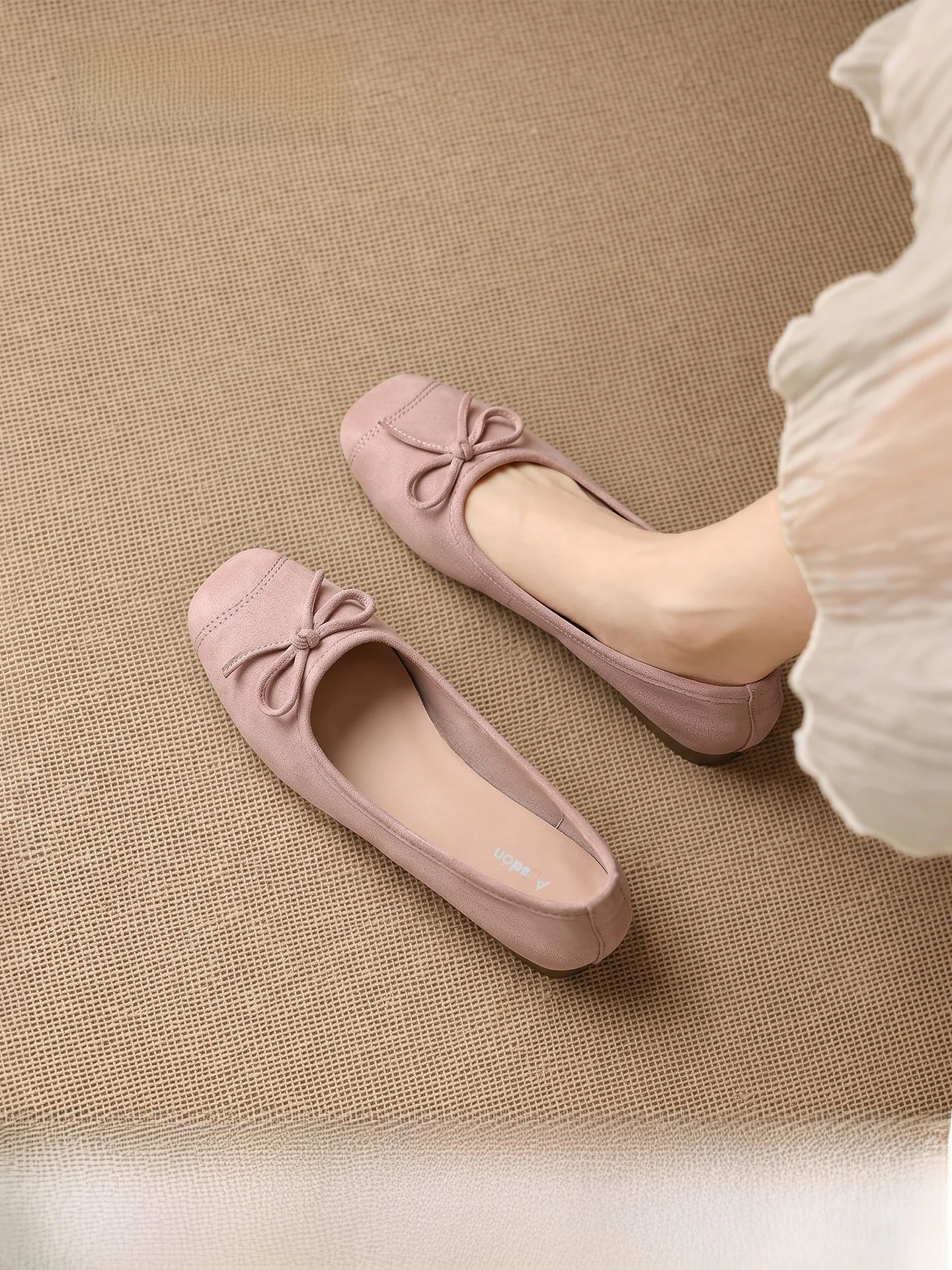 Agsdon Ballet Style Low Heel Mary Janes Women's Slip-On Shoes Soft Bottom Casual Fashionable Summer Flats with Skirts