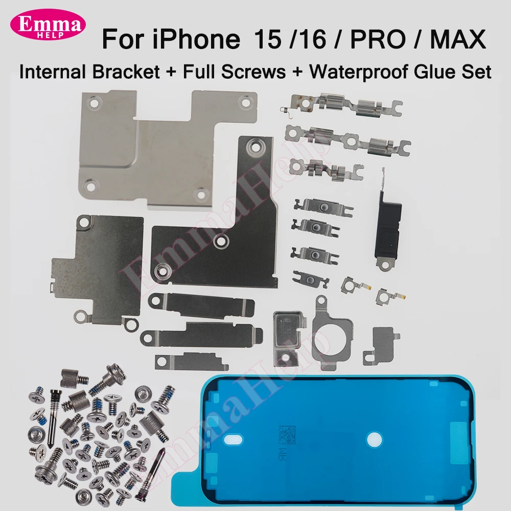 1set Full Inside Small Metal Parts Shield Plate Set Kit Holder Bracket Full Screws Waterproof For iPhone 16 15 Pro Max Plus