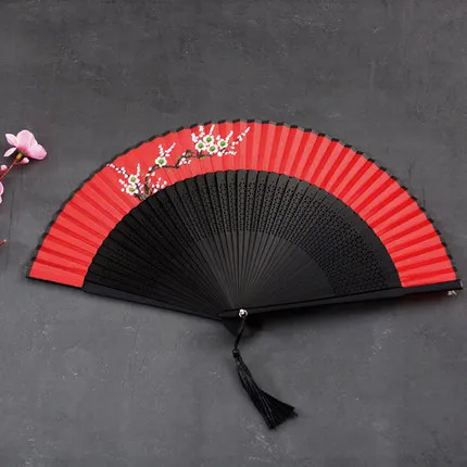 

Vintage Chinese Folding Fan Bamboo Silk Fan Hand-Held High Quality Party Fan Home Decoration Crafts 33