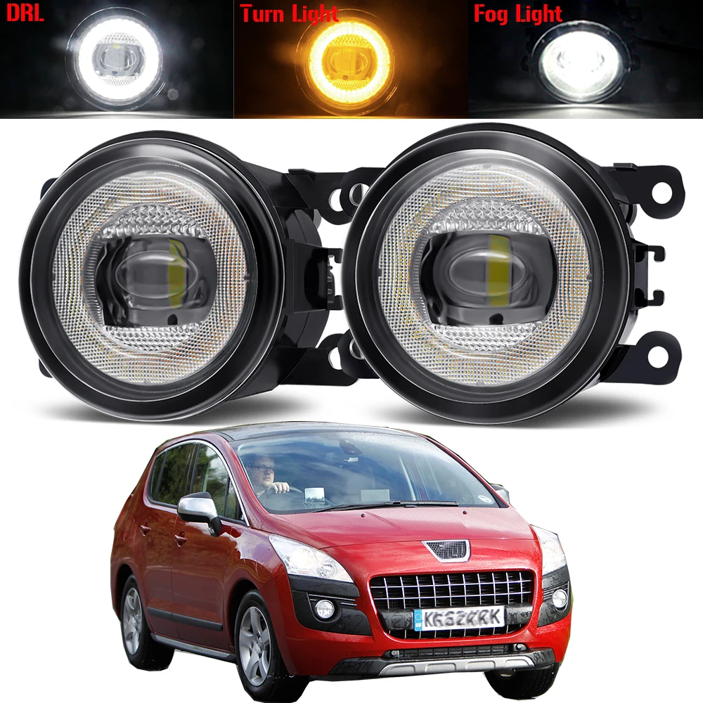 

2 X 30W Car Angel Eye Fog Light Assembly For Peugeot 3008 MPV 2009-2015 LED Fog Turn Signal Daytime Running Lamp DRL H11 12V