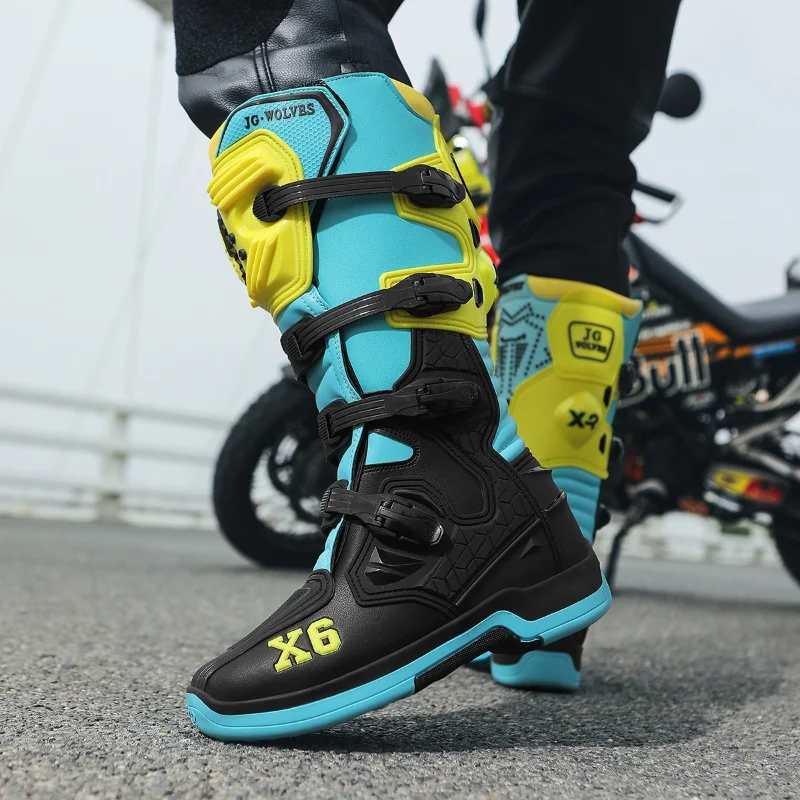 Motocross Boot Men Women Riding Mid-Calf Ankle Protective Shoes Motorbike Equipment Racing Long Motorcycle Boots