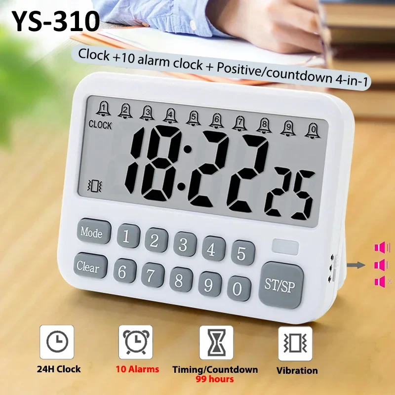 New Digital Kitchen Timer 2/10 Alarms Clocks 99 Hours Countdown Mute/Vibration Magnetic Alarm Clock Table Timer Kid Time Manager