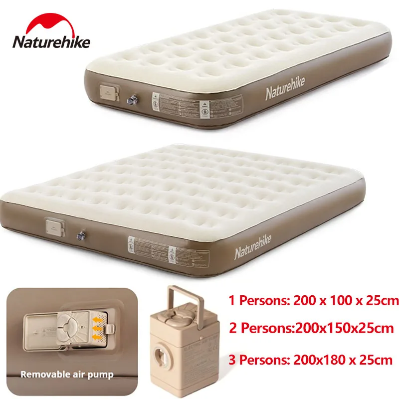 

Naturehike Inflatable Bed Built In Pump Camping Air Mattress Outdoor 1-3 Person Thickened Sleeping Pad Travel Automatic Cushion