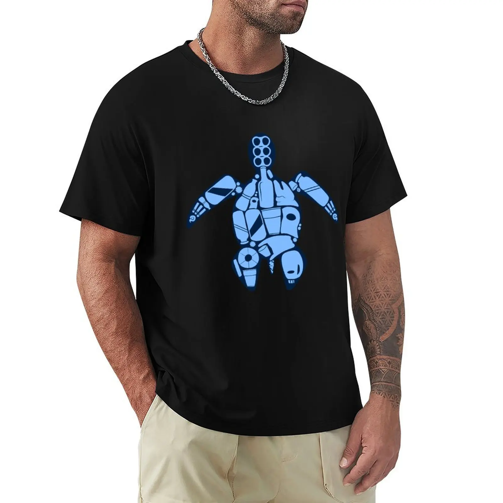 Plastic turtle- blue T-Shirt Worker Basic Short Sleeve Tee