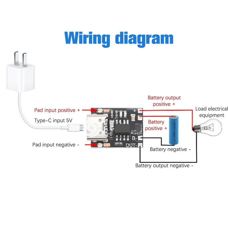 1A 3.7V4.2V Battery Ultra-Small Lithium Charging Board Charger Module Type-C With Protection Board