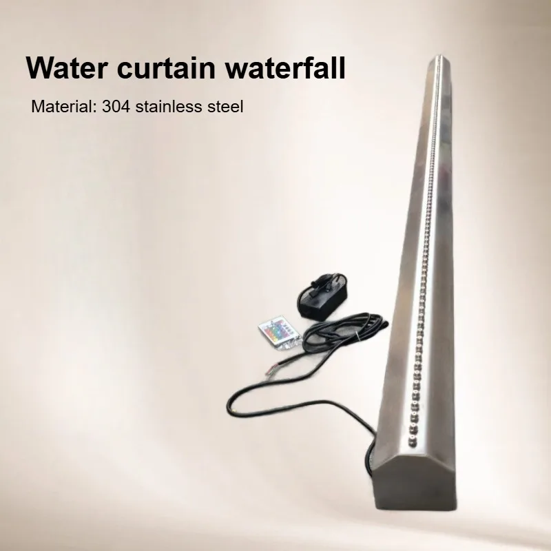 Long Linear Multi Hole Water Flow Outlet Bar Matte Metal Exterior Courtyard Partition Water Scene Decor Unit