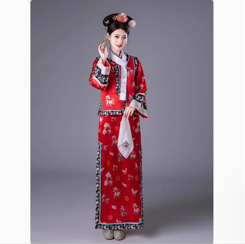 

Женщины ханьфу, древние костюмы династии Цин, оригинальные новые китайские костюмы династии Цин, девичьи костюмы дворца Ханфу