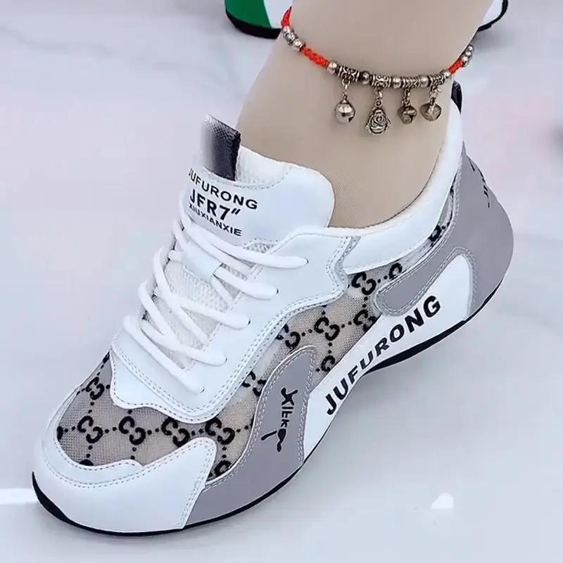 Zapatillas De deporte informales con estampado para Mujer, Zapatos deportivos De malla transpirable con cordones, De diseñador, a la moda, novedad