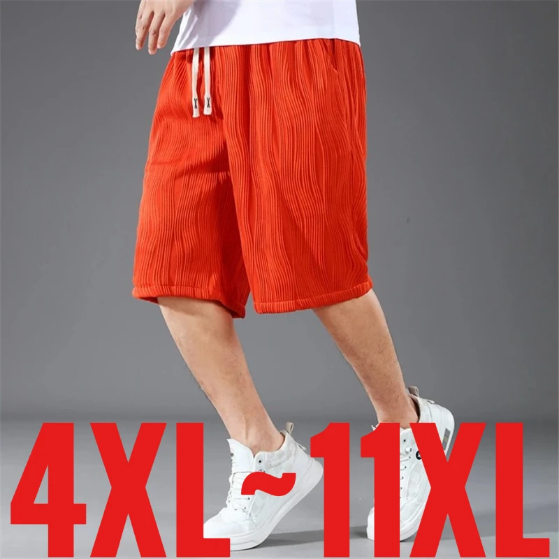 

Extra Big Size Men Ice Silk Short Elastic Waist Casual Bermuda Male Summer Cool Icy Plus Large 11XL Loose Fit Stretch Breathable
