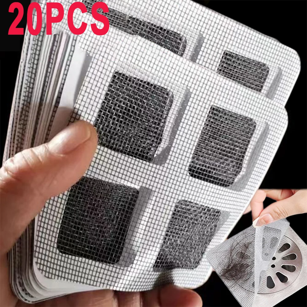 20PcsShower Drain Covers Floor Sink Strainer Filter Mesh Sticker Bathroom Accessories Disposable Hair Catcher for Shower Mesh