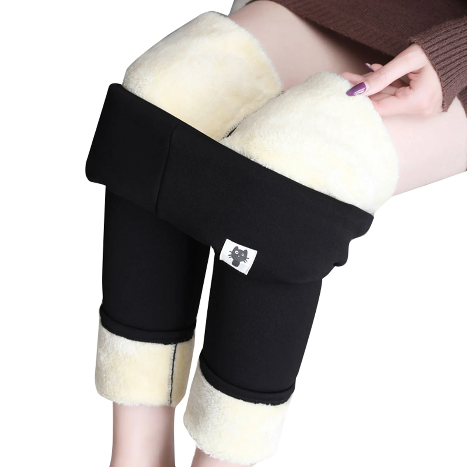 Female High Waist Bottoming Pants Leggings Slimming Body Shaper Waist High Elastic Pants for Cold Weather Daily Wear