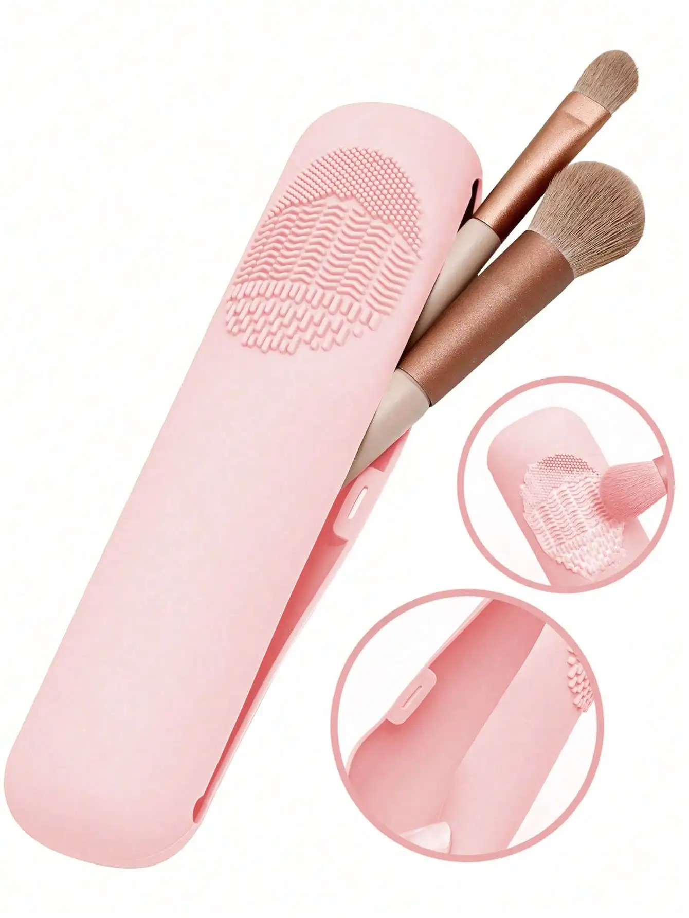 1pc Portable Silicone Makeup Bag,Makeup Brush Storage Bag,Makeup Brush Holder,Women's Makeup Brush Bag,Portable Travel Accessory