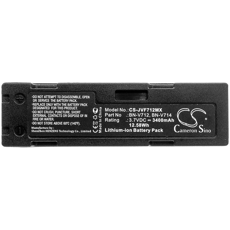 Batería de repuesto CS para JVC GR-DV70E,GR-DVJ70,GR-DV2,GR-DV14,GR-DVJ70E PN:BN-V714,BN-V712,BN-V712U,BN-V7 3400mAh / 12.58Wh