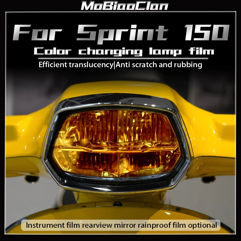 For Vespa SPRINT 150 Motorcycle Transparent Headlights Smoked Black Tail Lights Film Instrument Protective Film Rearview Mirrors