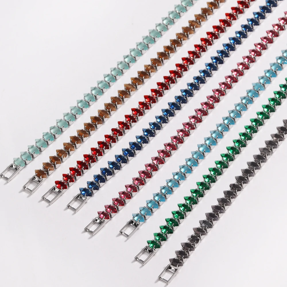 Luxuriöses zierliches Tennis-Armband für Damen, silberfarben, farbig, funkelnder kubischer Zirkon, stapelbare Handkette, Kristall-Hochzeitsschmuck