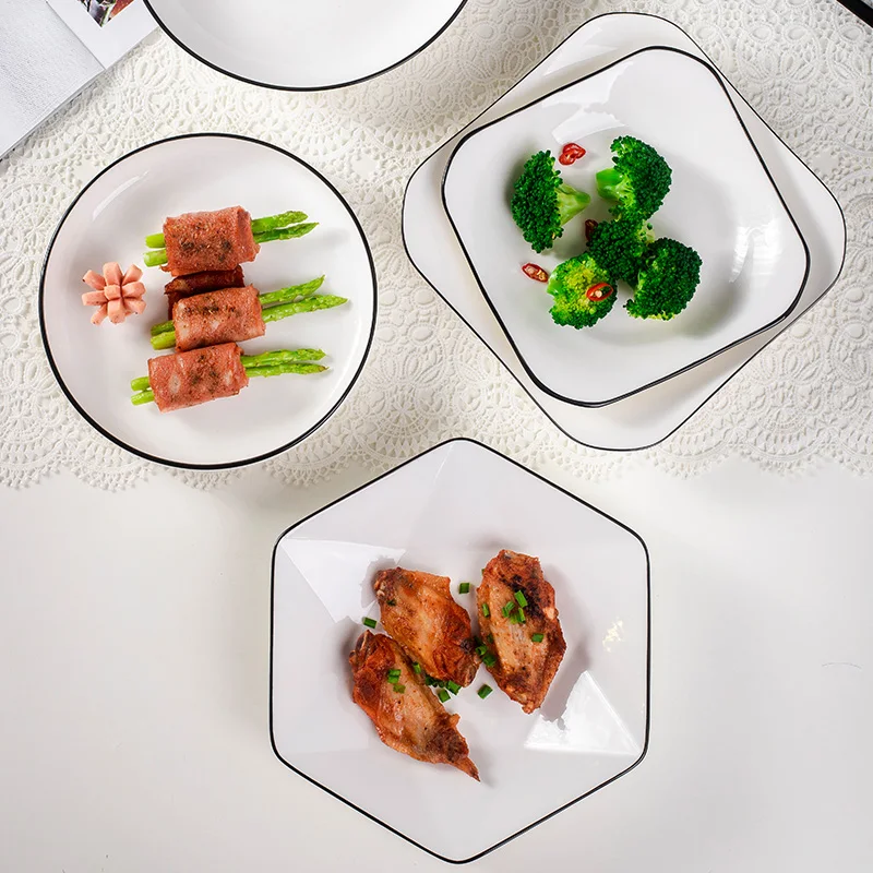 

Kitchen Partty Sushi Plate Sets Birthday Party Black Bone China Dessert Plate Fruit Salad Cuisine Vaisselle Kitchen Dinnerware