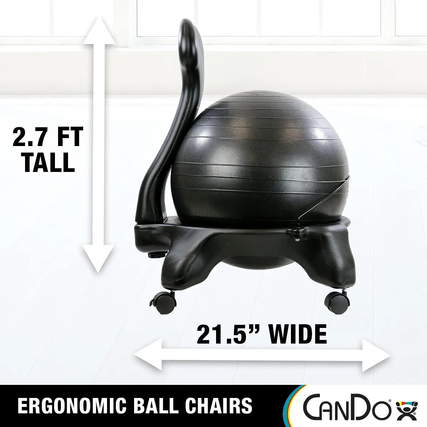 Chair Inflatable Ergonomic Active Seating Exercise Ball Chair with Air Pump for Home, Office, and Classroom,Black, 22