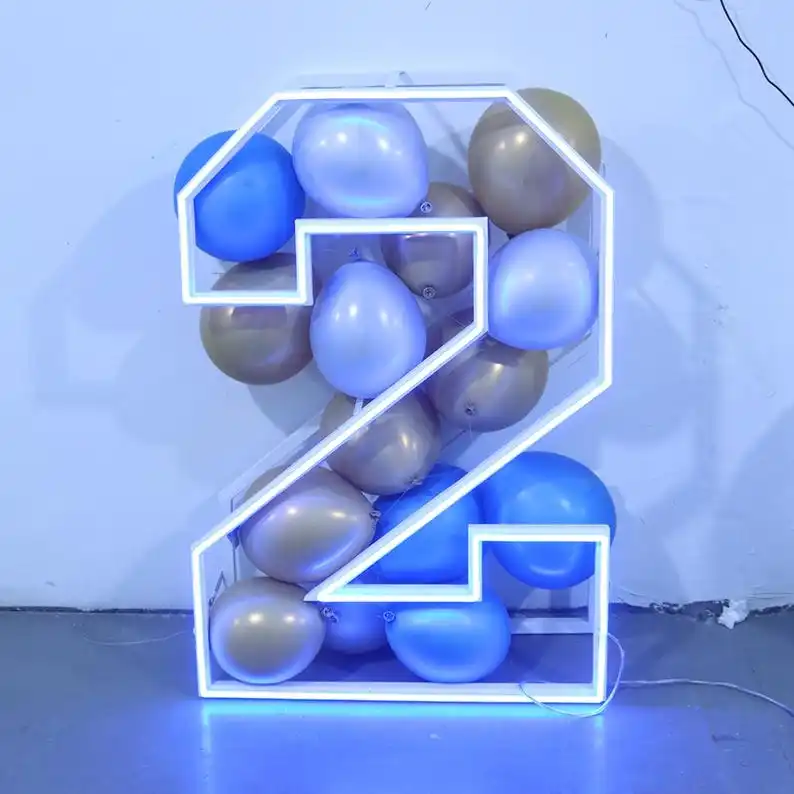 Customizable Holiday Party 3D RGB frame neon number Letters Light Up 0-9 stand light for birthday For wedding party event decora