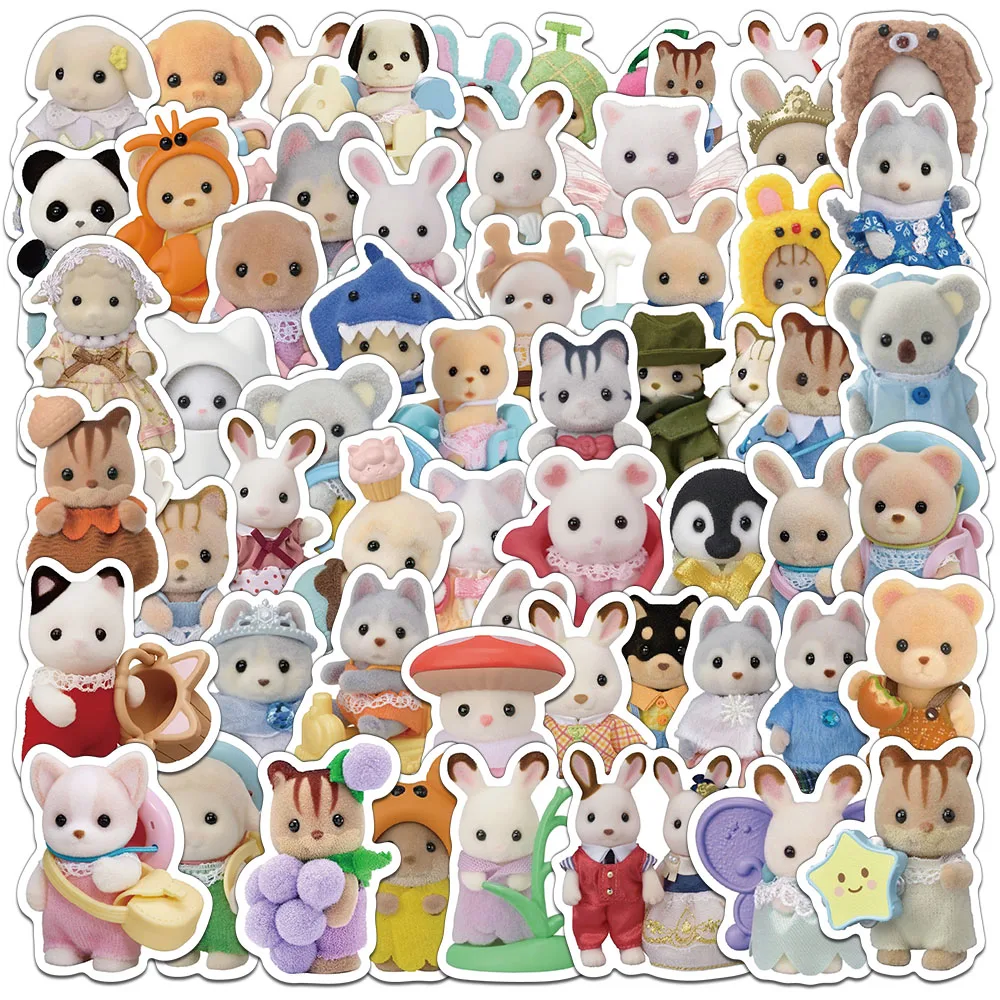 55/110PCS Creative Calico Critters Stickers Decorative Phone Cases Notebook Water Cups DIY Personalized Waterproof Stickers