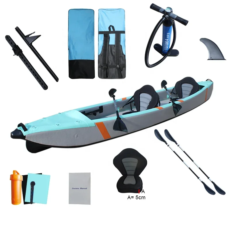 

2 Person Inflatable Tandem Kayak Drop Stitch Canoe with Adjustable Footrest