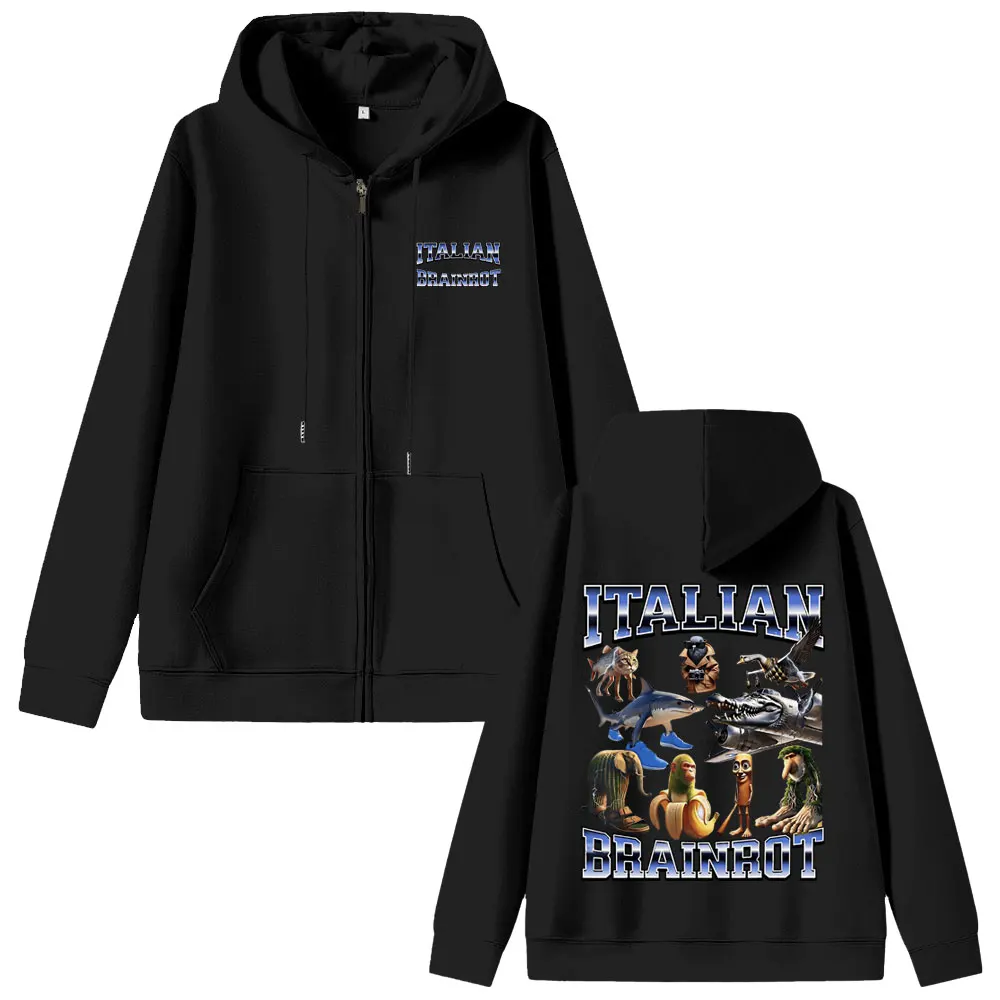 

Italian Brainrot Tralalero Tralala Sahur Tung Tung Tung Bombardiro Crocodilo Zipper Hoodie Men Women Casual Funny Zip Up Jacket
