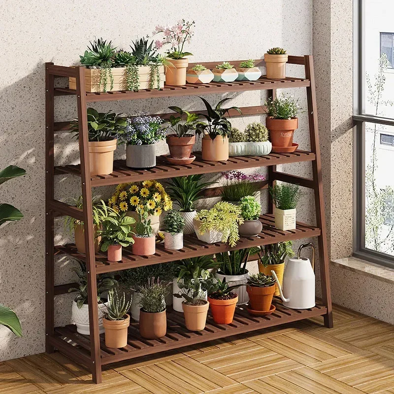 Floor Universal Plant Shelf Luxury Corner Bamboo Ladder Plant Shelf Display Outdoor Estanteria Plantas Balcony Furniture