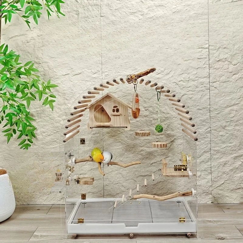Wheels House Lovebird Quail Acrylic Bird Cages Large Canaries Outdoor Hammock Bird Cages Goldfinch Gaiola Calopsita Pet Products