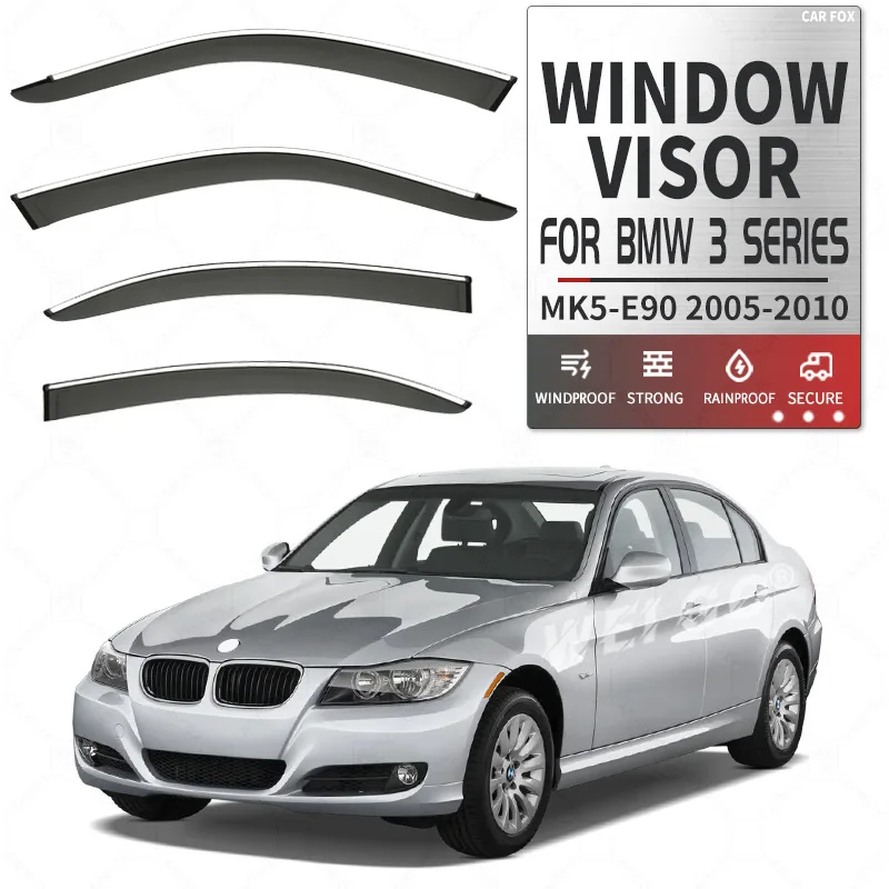 4Pcs Window Visor For BMW 3 Series MK5 E90 2005-2010 Weathershield Sun Rain Deflector Guard Car Window Deflector