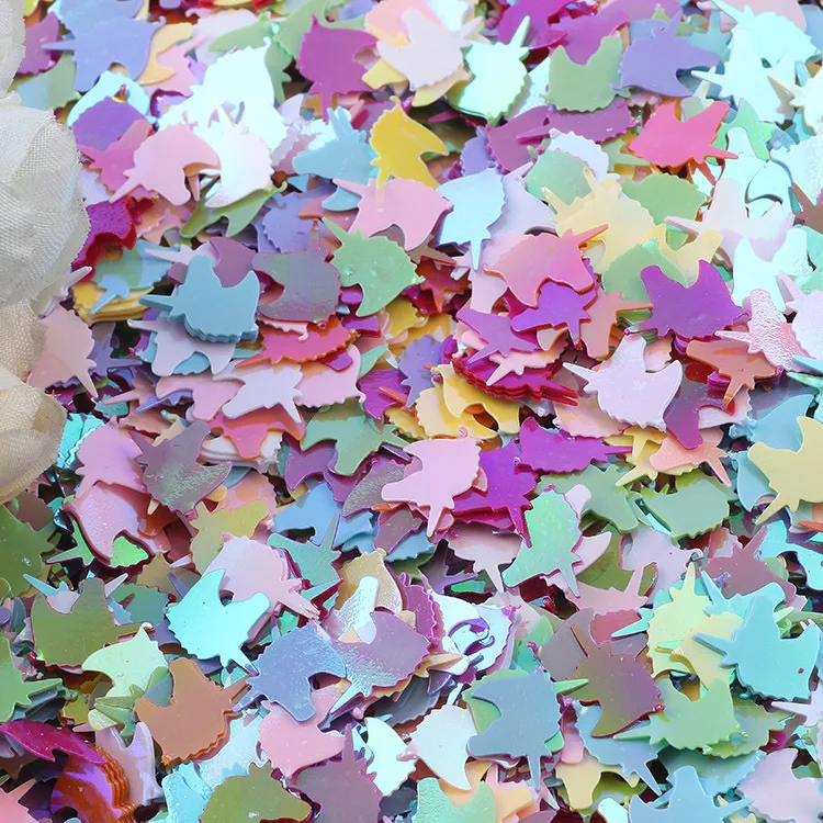 500g/bag 12mm Multicolor Unicorn Head Sequins - Glitter Flakes for DIY Crafts, Apparel Accessories & Nail Art Embellishments