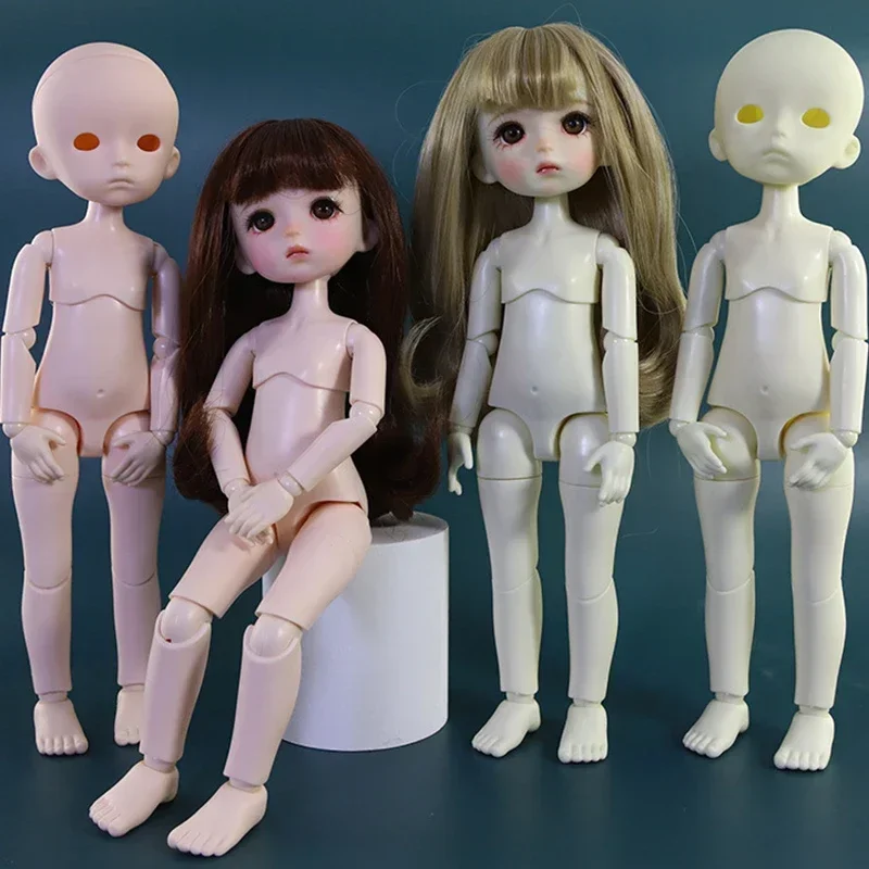 Bjd-男の子と女の子のための人形の関節式スイベルヘッド,白い肌,メイクアップアクセサリー,1:6