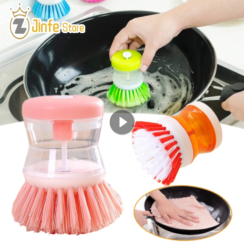 Liquid-adding Pot Washing Brush Press-type Automatic Liquid-adding Dish Washing Brush Household Cleaning Pot Brush Stove Brush