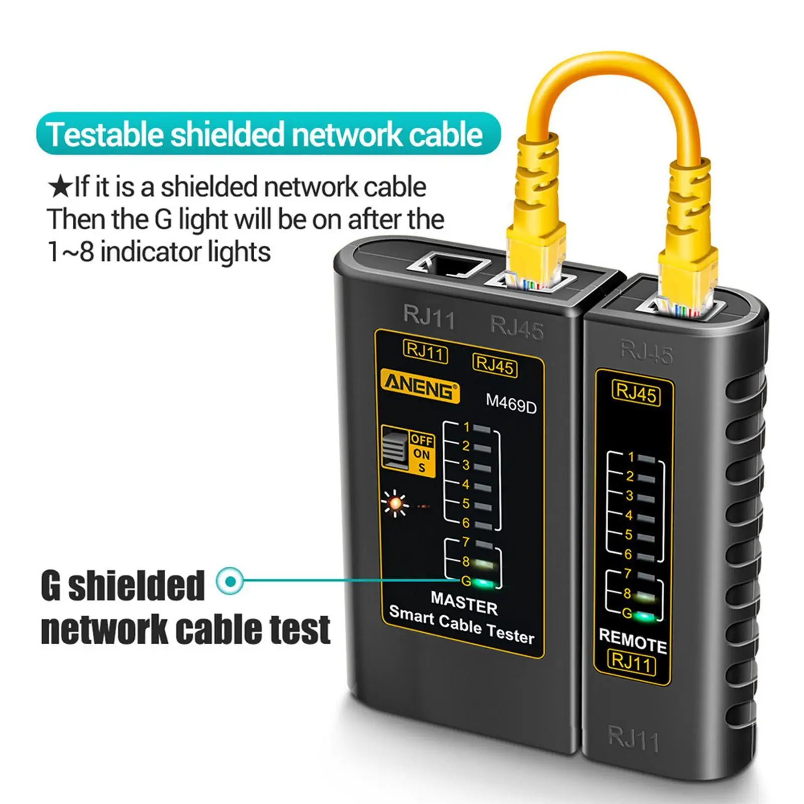 Tester per cavi Ethernet Strumento per test di rete Cat5 Cat5E Cat6 per rete