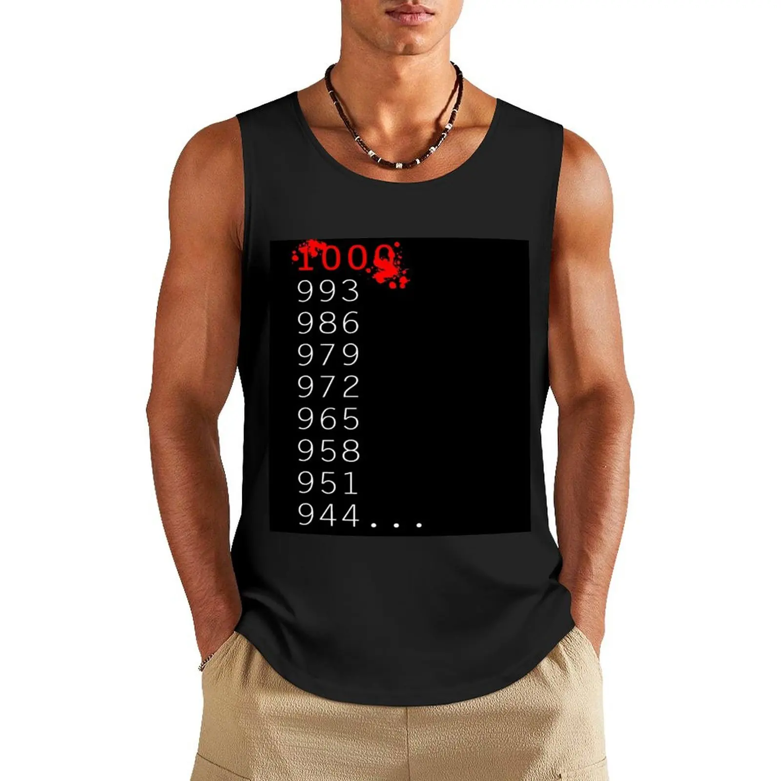 

Whats 1000 Minus 7 Poster Tank Top Sleeveless top Men's gym articles gym shirts t shirts