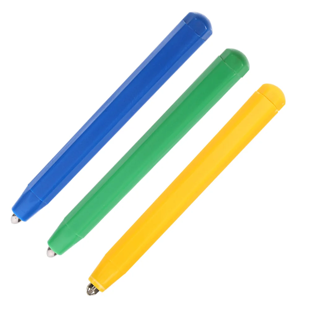 Juego de bolígrafos de dibujo magnéticos, lápiz óptico de repuesto verde y amarillo para tablero de escritura, suministros de plástico portátiles, 3 uds.