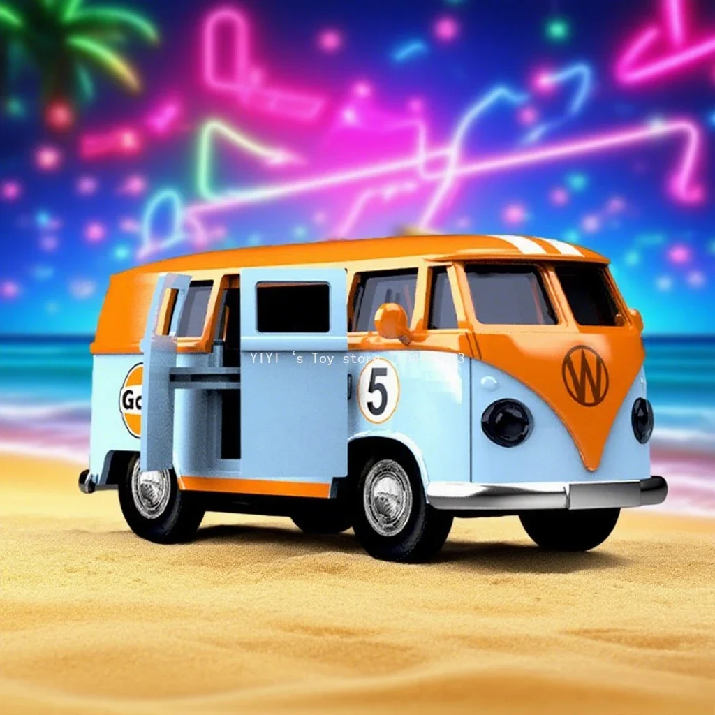 

1:36 Bus T1 Toy Car Alloy Van Car Model Door Opening Pull Back Children's Toy Car