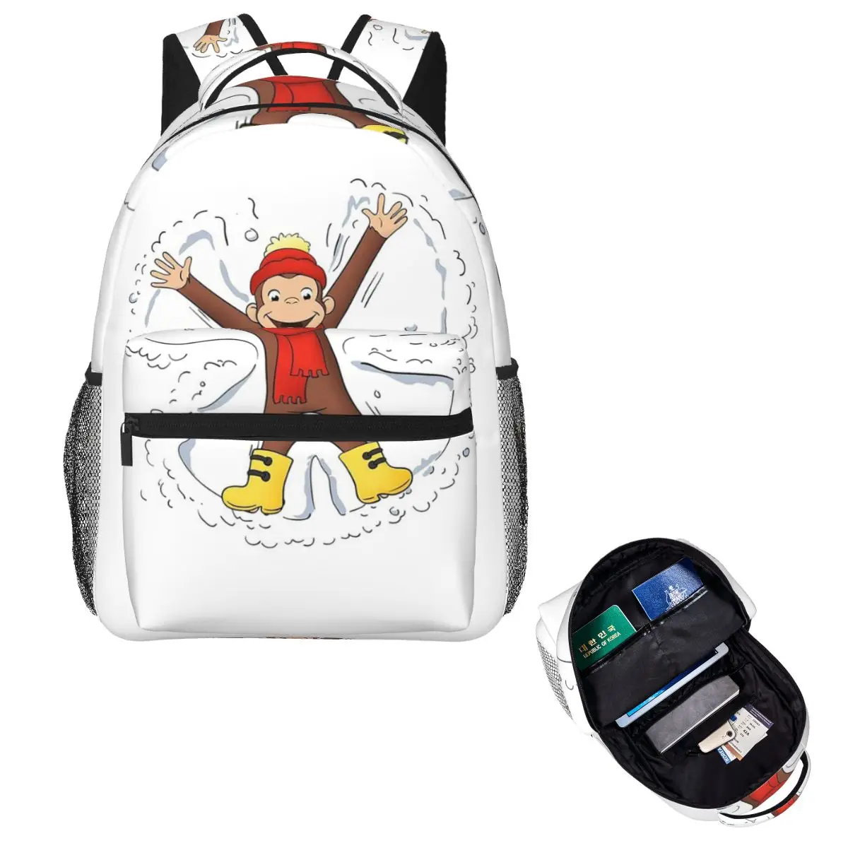 

George On Christmas Student Backpack School Bag Hiking Travel Daypack for Boys Girls Fashion Bookbag Shoulder Bags