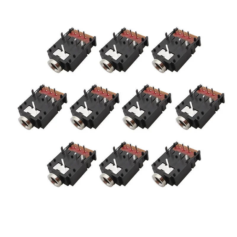 10Pcs PJ-307 3.5mm Jack Female Stereo 8 Pin Audio Headphone Connector 3.5mm TRS Plugs Audio Jacks Connectors with Switch